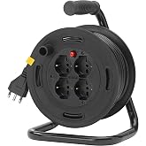 Vimar 0P32730 Cable winder with thermal protection circuit breaker, 4 universal sockets standard Italian P40, Italian standar