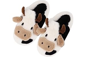 Shoppawhile Hausschuhe Damen Winter Kuh Geschenke für Frauen Plüsch Warme Kuschel Flauschige Kuh Pantoffeln Lustige Kuh Geschenke Rutschfeste Cozy Kuh Slippers