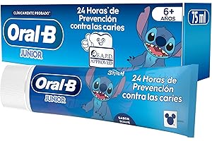 Oral-B Pro Junior Disney Stitch Pasta De Dientes Para Niños, Elimina La Placa y Previene las Caries, Dentífrico Para Niños de 6 a 12 Años, Sabor a Menta Suave, 75 ml