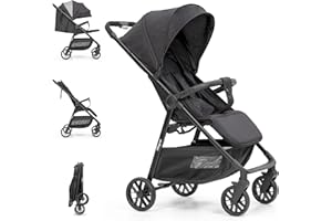 Interbaby - Silla de Paseo Voyage | Carrito Bebe desde Nacimiento hasta 48 meses o 22 kg | Botón Plegado rápido, Amortiguadores, Capota XXL Intercambiable, Reposabrazos | Cochecito bebe Negro