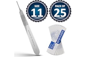 Dentaplex 25 Pcs Scalpel Blades Scalpel Handle #11 Suitable for Sculpting Surgical Sign Craft Card Making Cutter Podiatry Dental Repair Medical Lab Training