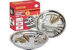 GADLANE Magnetic Dish For Parts Tray - Stainless Steel Heavy Duty Non-Marking Magnetic Parts Tray, Base Nut & Bolt Sockets Magnetic Tool Holder 150mm Screws Bowl - PACK OF 2