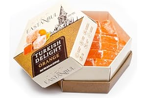 Eastanbul Turkish Delight with Orange Flavor, 250g, Turkish Delights w/Citrus Infuse, Lokum Turkish Delight, Nut-Free Turkish Delights, Best Turkish Delights Candy, Vegan