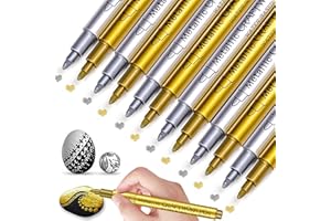 RiyaNed Rotuladores acrílicos, oro plata Marcadores,Impermeable, de secado rápido, adecuado para piedra, madera, vidrio, cerámica, lona, neumáticos, textiles (12 barritas)