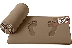 SONIT HOME DECOR SONIT - 2x Tappeto Scendiletto Moderno 50x80cm - Tappeto per Camera e Salotto - Tappeto Scendiletto Assorbente e Antiscivolo - Tappeto Morbido (Nocciola, 2 pezzi 50X80)