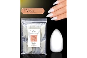 By Vixi 600 SET PER UNGHIE MEDIE STILETTO con LIMA DI PREPARAZIONE, 10 misure - Opaco Estensioni per unghie finte a copertura totale per saloni e uso domestico