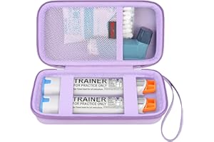 Elonbo Epipen Valise, Pack de médicaments de Voyage pour 2 epipen ou auvi Q, inhalateur ventolin, Vaporisateur Nasal, médicaments Contre Les Allergies, Violet (Seulement dans la boîte!)