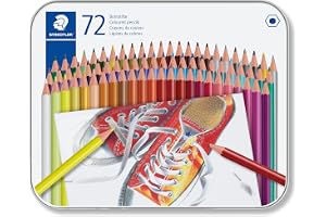STAEDTLER 175 Färgpennor – 72 färger, metallask, för skolan | Lättspetsade sexkantiga pennor, hållbara – för barn & vuxna – Art.-Nr. 175 M72