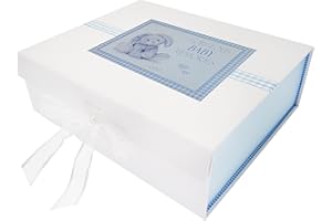 WHITE COTTON CARDS NBB2X Grande boîte Souvenir pour Nouveau-né Motif Lapin Bleu 27,2 x 32 x 11 cm