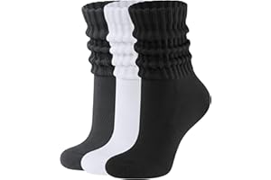 CLOSEMATE 3 Paires Chaussettes Femme 35-38 39-42 Mi-mollet en Coton Souples Chaudes pour Baskets Bottes en Blanc Noir Gris