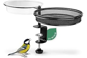 WILDLIFE FRIEND I - Comedero para pájaros y Bebedero para pájaros Colgante - con Soporte para balcón? 18 cm I Baño de pájaros 2 en 1 Balcón Comedero para pájaros Jardín Metal para Verano Comida para