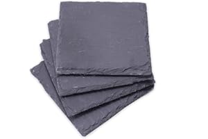 Alpina Juego de 4 Posavasos Cuadrados de Pizarra para Bebidas, Mesa, hogar, Pub, Bar