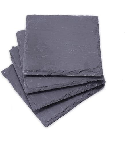 Set Di 4 Sottobicchieri In Ardesia Con Piedini In Gomma - Diametro 10 Cm - Foto 9