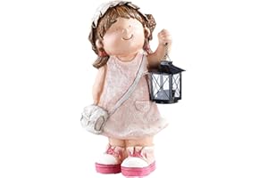 ‎ROYAL GARDINEER Royal Gardineer Dekofigur mit Laterne: Handbemalte Deko-Figur Klein-Anne mit Laterne (Dekofiguren groß, Garten-Dekos, Kleine Figuren)