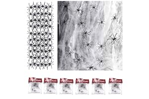 Décoration Halloween Toile D'araignée Fluorescente 300g Avec 100 Fausses Araignées - Pour Maison Hantée, Intérieur/extérieur - 5