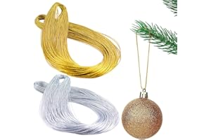 XULIN 200M Twine String - Gold Silver Thread Twist Ties, Tinsel String Craft Making Cord for Hanging Christmas Ornaments, Jewelry Cord, Xmas Gift Making, DIY Craft String and Packing String Thread