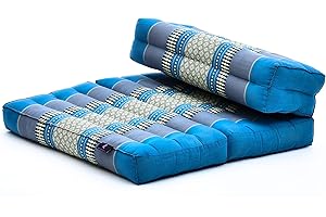 LEEWADEE Asiento de meditación – Almohadilla Plegable para Hacer Yoga, cojín para el Suelo de kapok sin Tratar Hecho a Mano, 50 x 75 cm