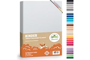 ‎LEEVITEX Premium Kinder Spannbettlaken leevitex® | 1er Set | Für Babybett & Kinderbett 70 x 140 cm | 100% hochwertige Mako-Jersey-Baumwolle - 170 g/m² | Öko Tex geprüft | Weiß