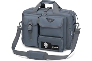 SPAHER Maletin Trabajo Hombre Maletin Bandolera para Ordenador Portátil 14/15.6/17 pulgadas Bandolera Militar Táctica Portadocumentos Bolso Trabajo Regalo, Gris