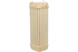 TRIXIE Griffoir d'angle pour chambre - Surface à gratter en sisal - Dos recouvert de peluche - Herbe à chat - 32 × 60 cm - 43431