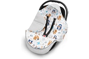 ‎ELIMELI EliMeli Einschlagdecke für Babyschale 100% Baumwolle - Leichte Baby Decke für Autositz aus Waffelstoff und Baumwolle für den Sommer und Frühling, universal z.B. Maxi Cos (Grau - Waldtiere)
