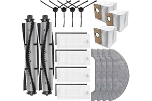 JINDEHUI Kit Accessoires pour Honiture Q6 Pro, pour Laresar L6 Pro, pour Imou L11 Pro, pour AIRROBO T10+, pour Neabot N2, 2 Brosses Principales, 4 brosses latérales, 4 filtres,4 Serpillière,3 sacs d'aspirateur