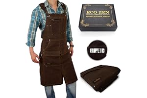 ecoZen Lifestyle Shop Apron - 16 oz Waxed Canvas Work Aprons | Waterproof,Easily adjusted to fit size S-XXL| Tough Tool Apron