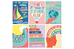 SWEETZER & ORANGE S&O Growth Mindset Poster zur Dekoration von Klassenzimmern in der Mittel- und Oberstufe — Set mit 6 Motivierungspostern, inspirierenden Postern und Zitatpostern! Großes Posterpaket, 15 x 22 Zoll