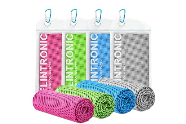 Flintronic Lot de 4 serviettes rafraîchissantes (121,9 x 30,5 cm), serviettes froides pour le cou, serviettes de golf à séchage rapide
