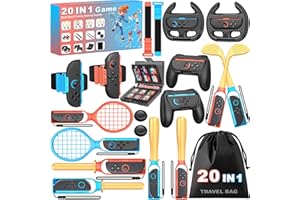 20 in 1 Switch 2 Sport Zubehör Set für Nintendo Switch 2, Familienparty Paket Sportspiele Zubehör, Aufbewahrung für Switch 2 Sport Spiel Organizer,20 Stück(nur fur Switch 2)