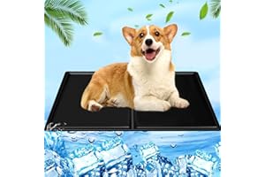 AHYDFSR Alfombrilla Refrescante para Perros Gatos, Alfombra Perro Refrescante, Cama Refrigeración, Alfombra Fría de Gel No tóxico,Cool Pet Mat,Cama Gat Frio Animales Colchon Mascotas para Verano,40x50cm,Negro