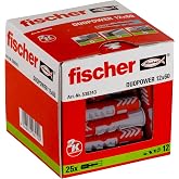 fischer DUOPOWER 12 x 60, evrensel d&uuml;bel, g&uuml;&ccedil;l&uuml; 2 bileşenli d&uuml;bel, beton, tuğla, taş vb. sabitlemek i&ccedil;in plastik d&uuml;bel, vidas
