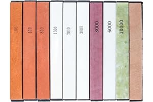 CWOVRS Set di Affilacoltelli, 6 Pietre Affilate in Ceramica di alta qualità + 3 Pietre Affilate d'acqua con base in plastica ABS resistente + 1 Cinturino in pelle per diversi affilacoltelli