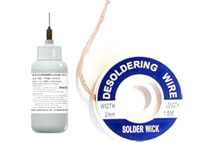 EMIL OTTO EO SMD-Lötset Nr. 7a (1 x EO-Flux-Dosierflasche FF-110, 50 ml No-clean Elektronik-Flussmittel mit 5,8% Feststoff + 1 x Entlötlitze 2,0 mm - Hohe Saugfähigkeit)