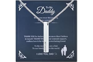 TempBeau Mens Necklace Daddy Gifts : Silver Bar Necklace for Dad with 60cm Box Chain Jewelry Pendant Best Dad Ever Stainless Steel for Father Christmas Thanksgiving Day Birthday