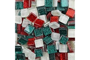 ANKTILY 200g Tessere Mosaico Piastrelle Mosaico Vetro, Colore Misto Quadrata Pezzi di Vetro,Cristallo Glitterato Tessere per Mosaico Piastrelle Assortite per ​Lavori Artigianali,Decorazioni,1x1cm(Passato)