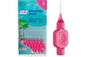 TEPE Brossettes Interdentaires, Originales, Rose 0.4mm/ISO 0, 8pcs, élimine la plaque dentaire, nettoyage efficace entre les dents, pour espaces très serrés