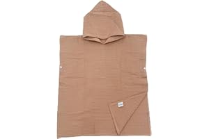 LUZVIVA Poncho de bain enfant/bébé premium de 1 à 5 ans, doux et super absorbant. Avec style, que ce soit à la plage, à la piscine ou dans la salle de bain. Idée cadeau 100% coton biologique gaufré. (Saumon)