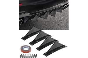 Flaconi Car Rear Bumper Spoilers,Shark Fin Trim Covers Protector Set,Universal Shark Fin Diffuser Spoiler,Accessories for Car,Car Rear Bumper Decoration,Car Modified (Black)