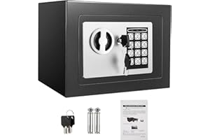 HIMIMI 6,5L Caja Fuerte Compacta Ignífuga e Impermeable – Caja de Seguridad Electrónica con Doble Cerrojo de Acero, Revestimiento de Terciopelo y Llaves de Emergencia, 23 x 17 x 17 cm