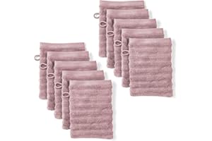 ‎PURE LABEL Pure Label Waschlappen - 10er-Pack 16x21cm aus 100% Baumwolle - saugstark, schnelltrockend & weich - Waschhandschuh mit Anhängeschlaufe - Oeko-TEX Zertifiziert - Mauve