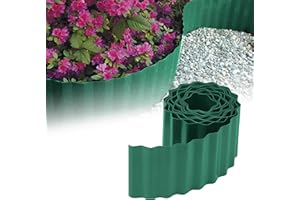 GARDENIX Bordo per aiuole, in plastica, 9 m, altezza 25 cm, per aiuole, bordo per aiuole, in plastica, verde, limitazione delle aiuole, flessibile, resistente alle intemperie, facile da montare