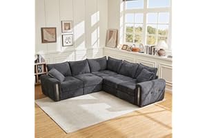 Vesgantti Corner Sofa in Dark Grey, 5 Seater Modular Couch for Living Room, Deep Seat Soft Chenille Sectional Sofa, Convertible L Shaped Sofas with Storage, 2C2 Corner