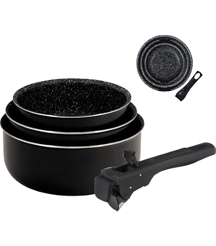 Set De 3 Poêles En Pierre Cenocco – 20, 24, 28 Cm – Tous Feux Dont Induction – Revêtement Anti-adhésif, Poignée Silicone