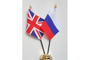 1000 FLAGS Russia Federation and United Kingdom Friendship Table Flag Display 25cm (10")