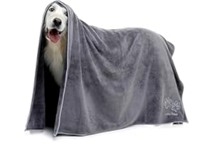 Lucky Paws® Hundehandtuch - 140x100cm Riesengröße Hundehandtuch extra saugfähig luxuriös weiches Hunde Handtuch Hundebesitzer & Hunde Zubehör (1er-Pack Riesengröße, grau/Silber)