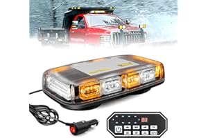 JMEST LEAD White & Amber Strobe Roof Light with Magnetic Base, 48 LED Emergency Car Roof Strobe Recovery Light with 9-Key Controller, 12V-24V Roof Top Flashing Beacon Light For Cars Trucks Vehicles