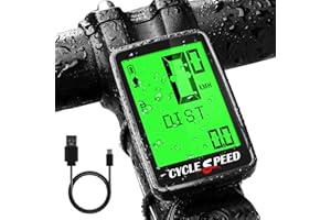 ‎ICOCOPRO Fahrradcomputer USB Aufladbar, Fahrrad Kilometerzähler Tachometer Kabellos IPX7 Wasserdicht, Fahrradtacho 5 Sprachen Radcomputer mit LCD Display Multi-Funktion, Automatisches Aufwachen