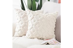 Madizz Lot de 2 Doux Peluche Laine Courte Velours Décoratif Housses de Coussin Luxe Style pour canapé Chambre Beige 40 x 40 cm