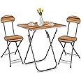 Toshionics Versatile Portable Foldable Camping Picnic Table Set with Seats and Durable Aluminum Construction - Ideal for Outdoor Adventures, Travel, and Gatherings (Wooden Combo (Square))